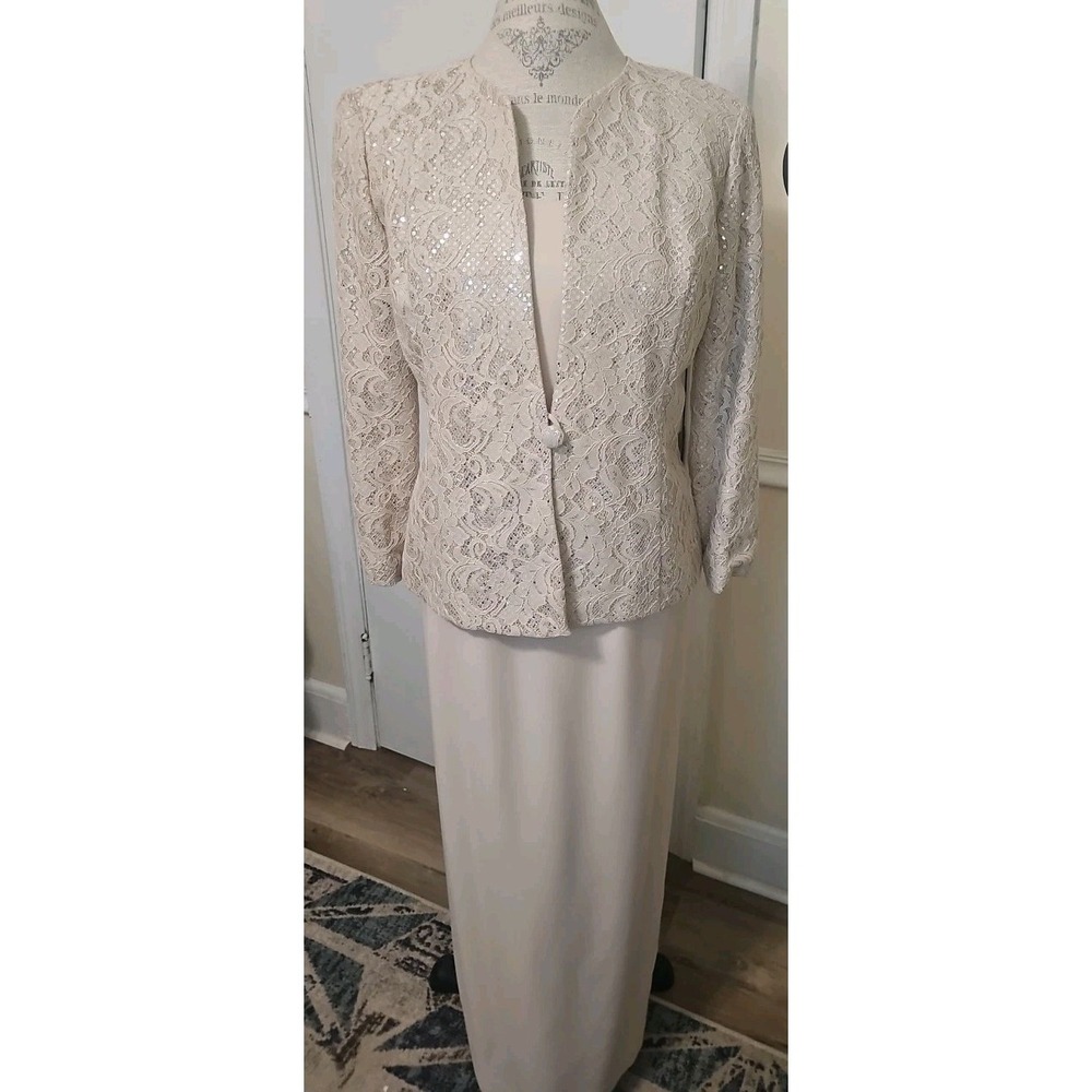 ☀️ Karen Miller Dress & Sequin Jacket Formal Women Sz8 Vintage